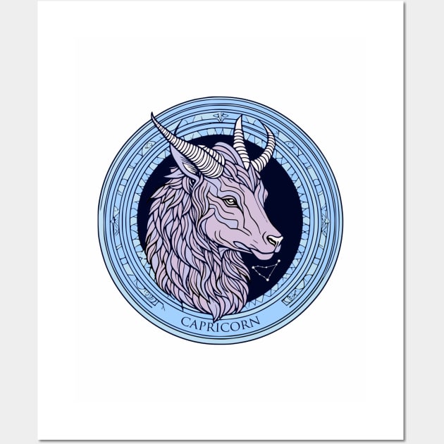 Capricorn Zodiac Sign Horoscope Wall Art by Thoo